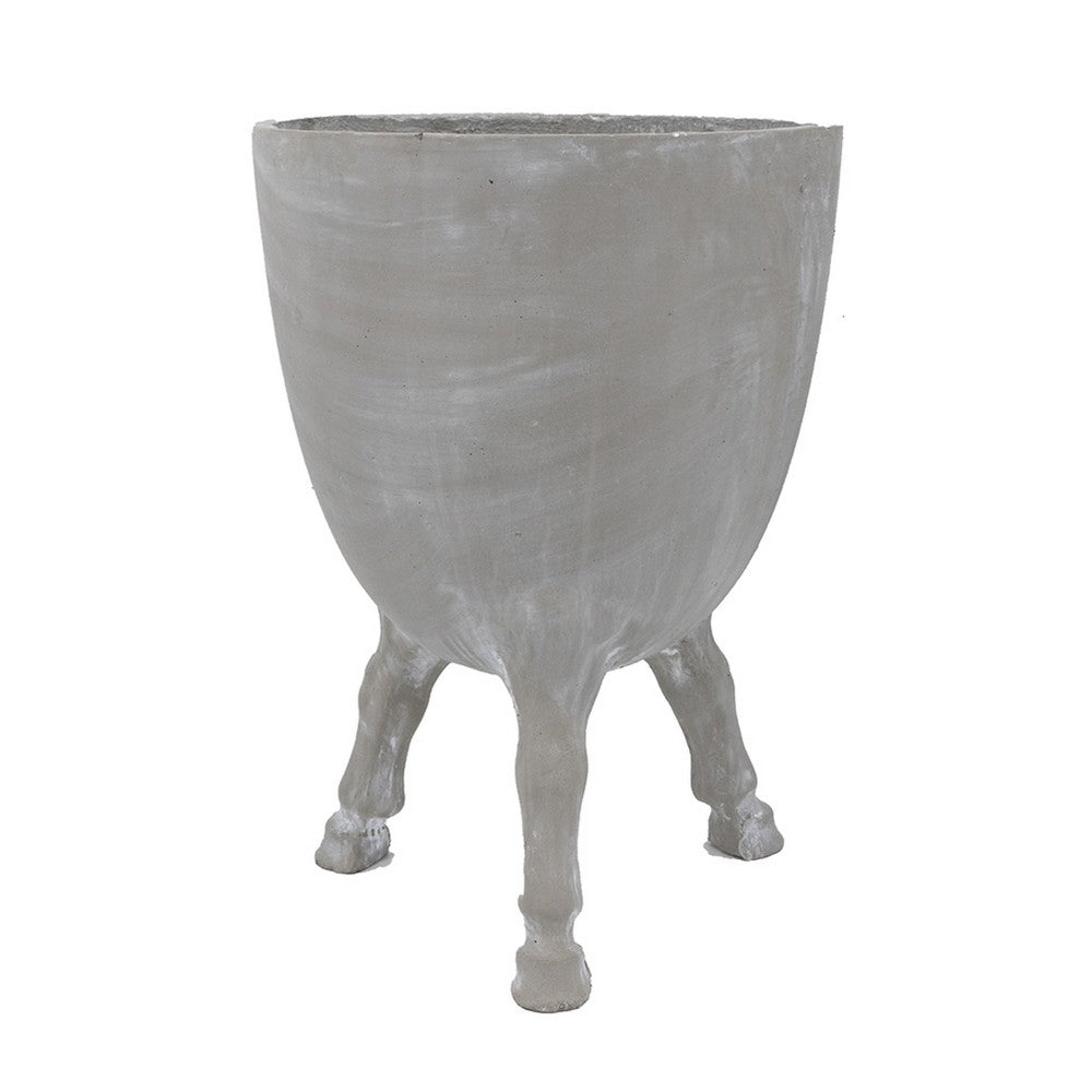 Decorative Planter w Tripod Legs | 22" Gray Cement | Modern Style