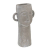 Decorative Vase | Human Face Sculpture | Loop Handles | 21" Gray Cement