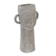 Decorative Vase | Human Face Sculpture | Loop Handles | 21" Gray Cement