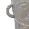 Decorative Vase | Human Face Sculpture | Loop Handles | 21" Gray Cement