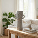 Decorative Vase | Human Face Sculpture | Loop Handles | 21" Gray Cement