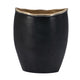 Decorative Oval Vase | Live Edge Curved Gold Rim | Black Aluminum 10"