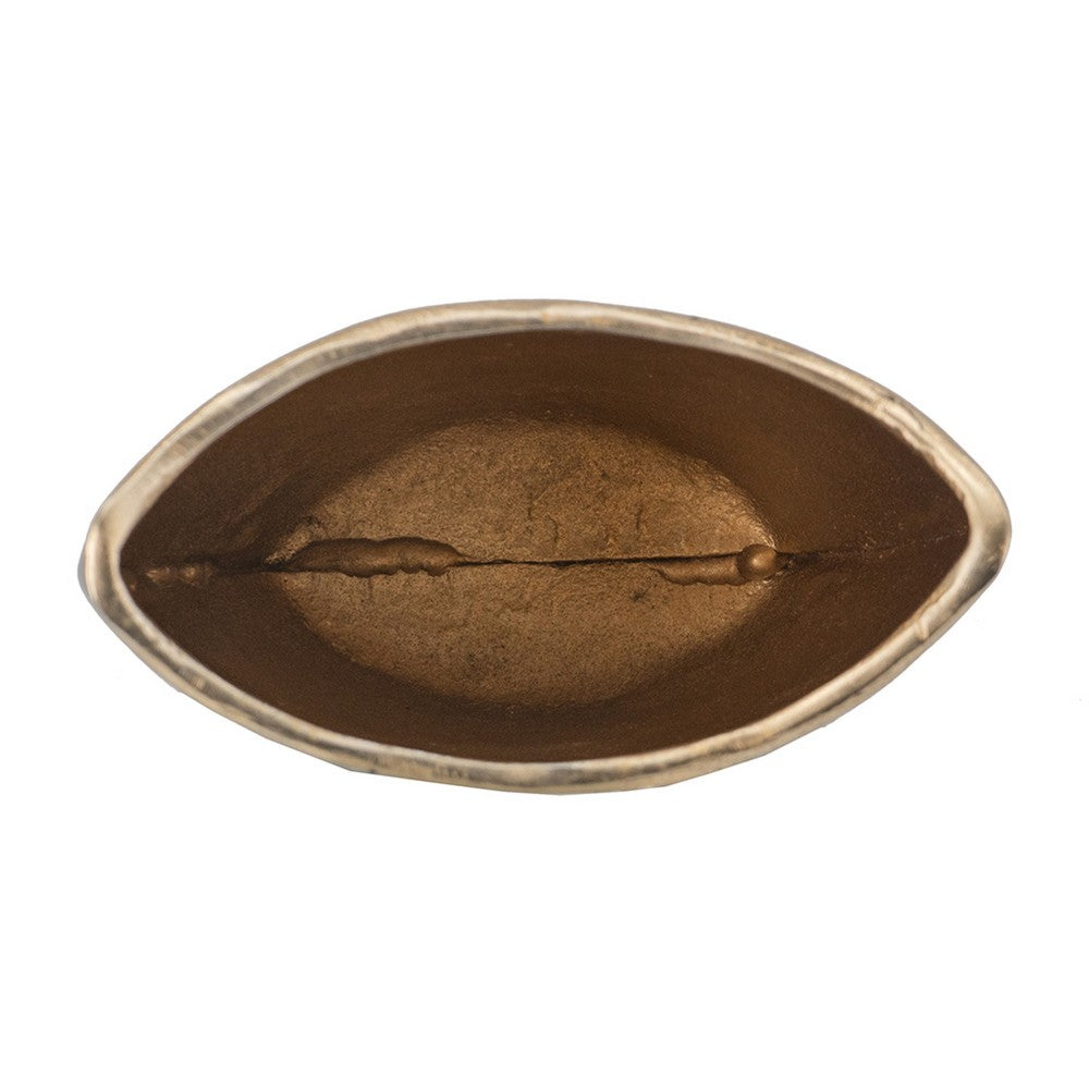 Decorative Oval Vase | Live Edge Curved Gold Rim | Black Aluminum 10"