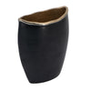 Decorative Oval Vase | Live Edge Curved Gold Rim | Black Aluminum 10"