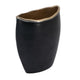Decorative Oval Vase | Live Edge Curved Gold Rim | Black Aluminum 10"