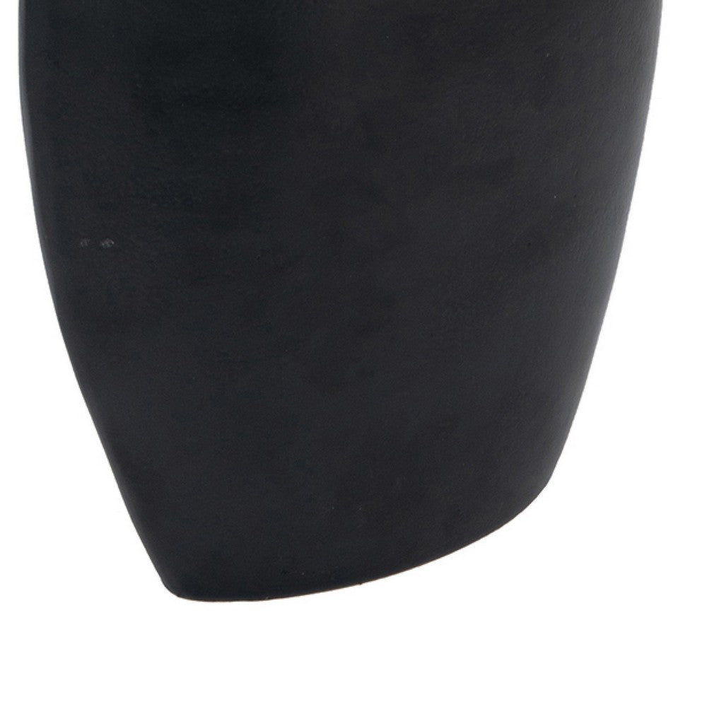 Decorative Oval Vase | Live Edge Curved Gold Rim | Black Aluminum 10"