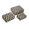 Storage Box Set of 3 | Zigzag Bone Inlay | White & Brown 9 7 6"