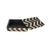 Storage Box Set of 3 | Zigzag Bone Inlay | White & Brown 9 7 6"
