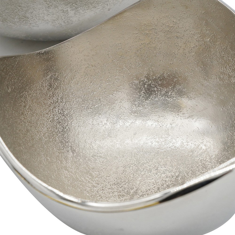 Decorative Bowl Set of 3 | Asymmetric Boat-Shape | Silver 12 10 7"