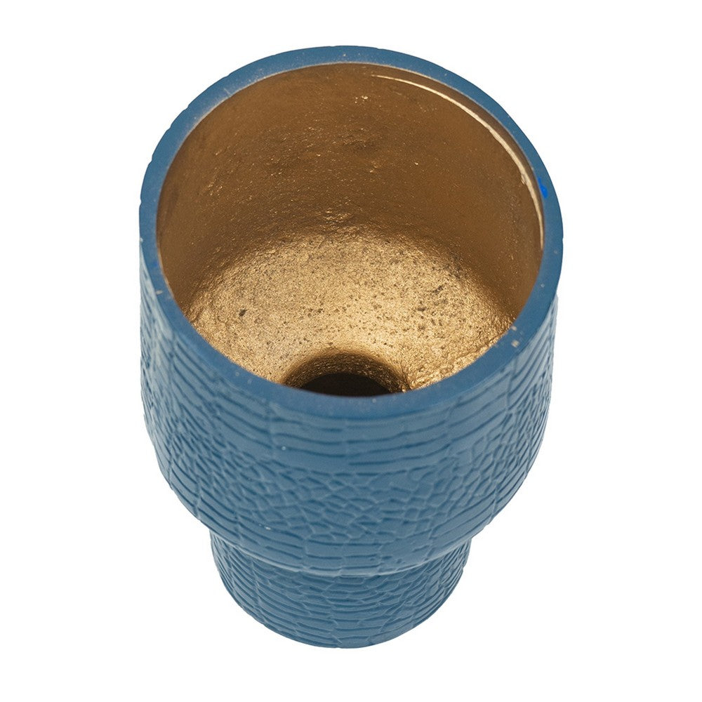 Dany Vase | Crocodile Texture | Watertight Base | 8" Blue Aluminum