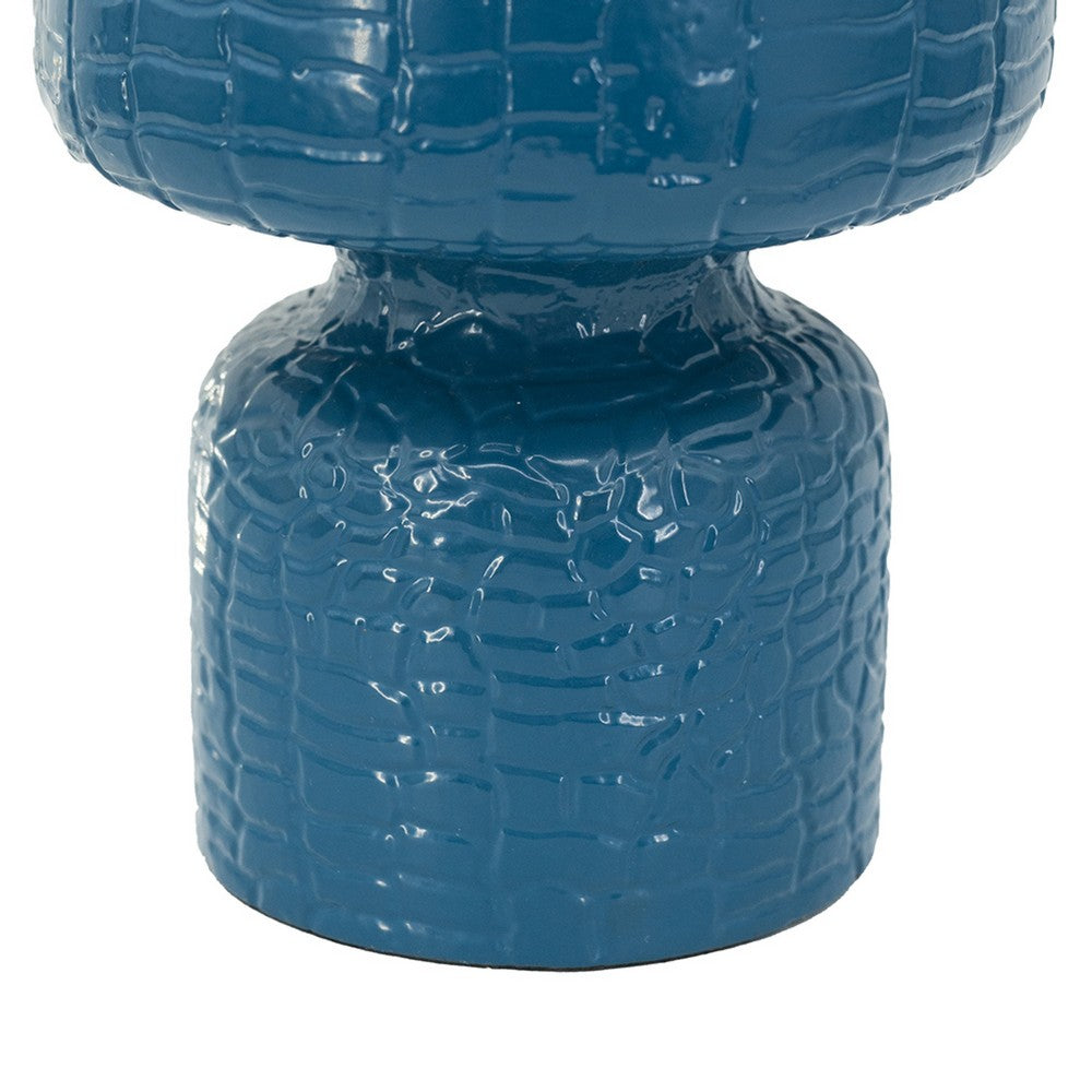 Dany Vase | Crocodile Texture | Watertight Base | 8" Blue Aluminum