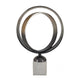 19" Tabletop Decor | Ring Statuary on White Marble Base | Black Metal