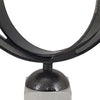 19" Tabletop Decor | Ring Statuary on White Marble Base | Black Metal