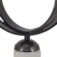 19" Tabletop Decor | Ring Statuary on White Marble Base | Black Metal