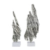 Tree Bark Sculpture Set of 2 | White Marble | Silver Aluminum 27 23"