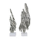 Tree Bark Sculpture Set of 2 | White Marble | Silver Aluminum 27 23"