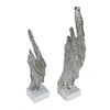 Tree Bark Sculpture Set of 2 | White Marble | Silver Aluminum 27 23"