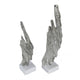 Tree Bark Sculpture Set of 2 | White Marble | Silver Aluminum 27 23"