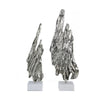 Tree Bark Sculpture Set of 2 | White Marble | Silver Aluminum 27 23"