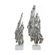 Tree Bark Sculpture Set of 2 | White Marble | Silver Aluminum 27 23"