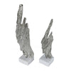 Tree Bark Sculpture Set of 2 | White Marble | Silver Aluminum 27 23"