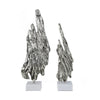 Tree Bark Sculpture Set of 2 | White Marble | Silver Aluminum 27 23"