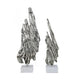 Tree Bark Sculpture Set of 2 | White Marble | Silver Aluminum 27 23"