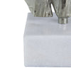 Tree Bark Sculpture Set of 2 | White Marble | Silver Aluminum 27 23"
