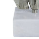 Tree Bark Sculpture Set of 2 | White Marble | Silver Aluminum 27 23"