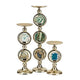 Pillar Candle Holder Set of 3 | Gold Aluminum & Natural Agate Inlays