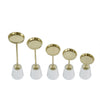 Pillar Candle Holder Set of 5 | Gold Aluminum & Thick White Marble Base