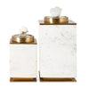 Decorative Canisters | Set of 2 White & Gold Aluminum | Mango Wood
