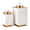 Decorative Canisters | Set of 2 White & Gold Aluminum | Mango Wood