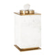 Decorative Canisters | Set of 2 White & Gold Aluminum | Mango Wood