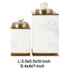 Decorative Canisters | Set of 2 White & Gold Aluminum | Mango Wood