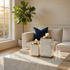 Decorative Canisters | Set of 2 White & Gold Aluminum | Mango Wood