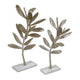 Accent Decor | Set of 2 Silver Leaf Statuary | White Marble Base | 28", 22"