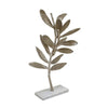 Accent Decor | Set of 2 Silver Leaf Statuary | White Marble Base | 28", 22"