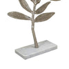 Accent Decor | Set of 2 Silver Leaf Statuary | White Marble Base | 28", 22"