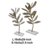 Accent Decor | Set of 2 Silver Leaf Statuary | White Marble Base | 28", 22"