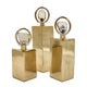 Decorative Bottle Set of 3 | Gold Square, Agate Stone Accent, 14,12,10Inch