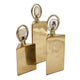 Decorative Bottle Set of 3 | Gold Square, Agate Stone Accent, 14,12,10Inch