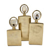 Decorative Bottle Set of 3 | Gold Square, Agate Stone Accent, 14,12,10Inch