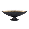 Decorative Bowl | 14" Oval Shape with Pedestal Stand | Black | Gold