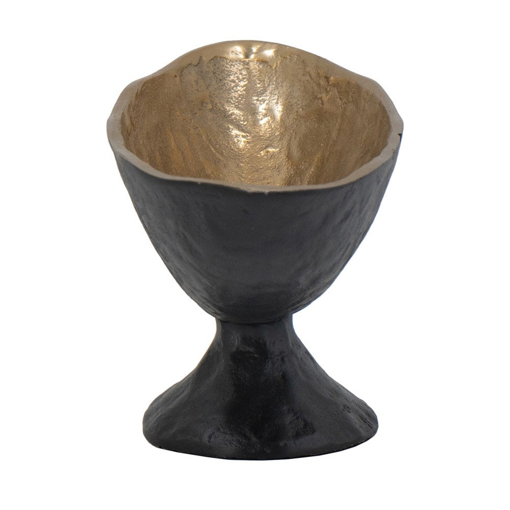 Decorative Bowl | 14" Oval Shape with Pedestal Stand | Black | Gold
