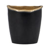 Decorative Vase | 8" Curved Rim Edge | Rich Black and Gold Metal