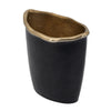 Decorative Vase | 8" Curved Rim Edge | Rich Black and Gold Metal
