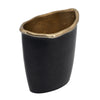 Decorative Vase | 8" Curved Rim Edge | Rich Black and Gold Metal