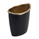 Decorative Vase | 8" Curved Rim Edge | Rich Black and Gold Metal