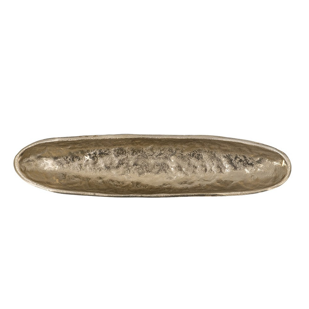Decorative Bowl | 16" Long Oval Shape | Luxe Black & Gold Aluminum